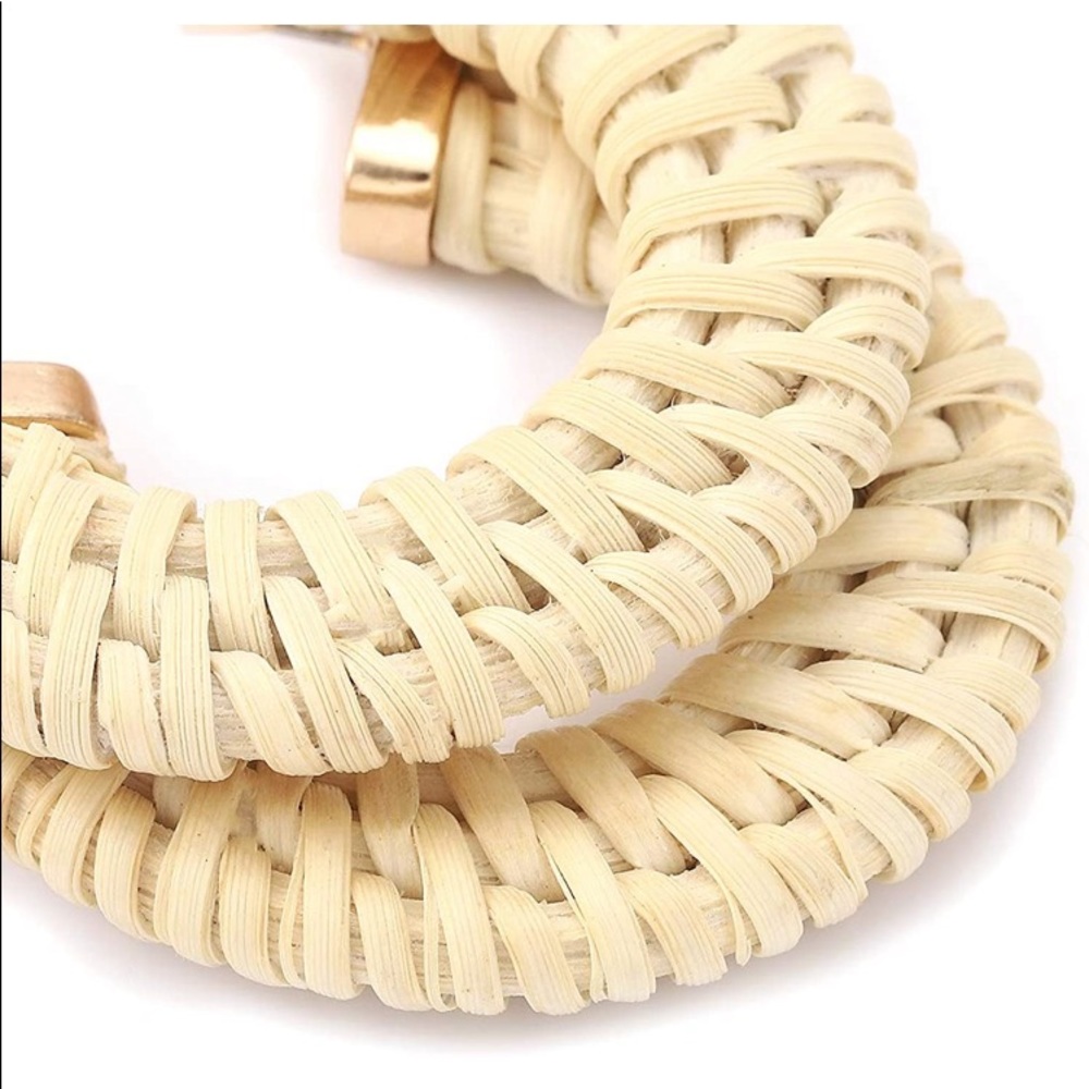 Take Me Away Bohemian Handmade Rattan Neutral Statement Earrings - Picture 8 of 9